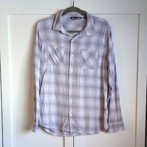 Travis Mathew Mens Size M Light Gray Plaid Button Down Long Sleeve Casual Shirt